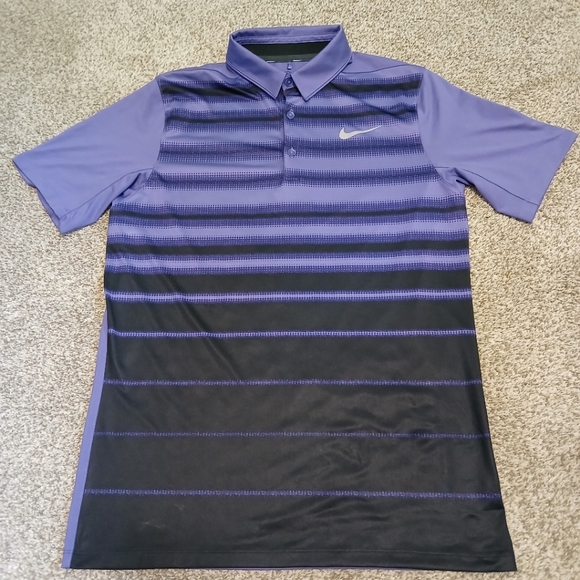 Nike Golf Standard Fit Dri Fit Striped Polo Golf Shirt Men's Size Small - Picture 1 of 4